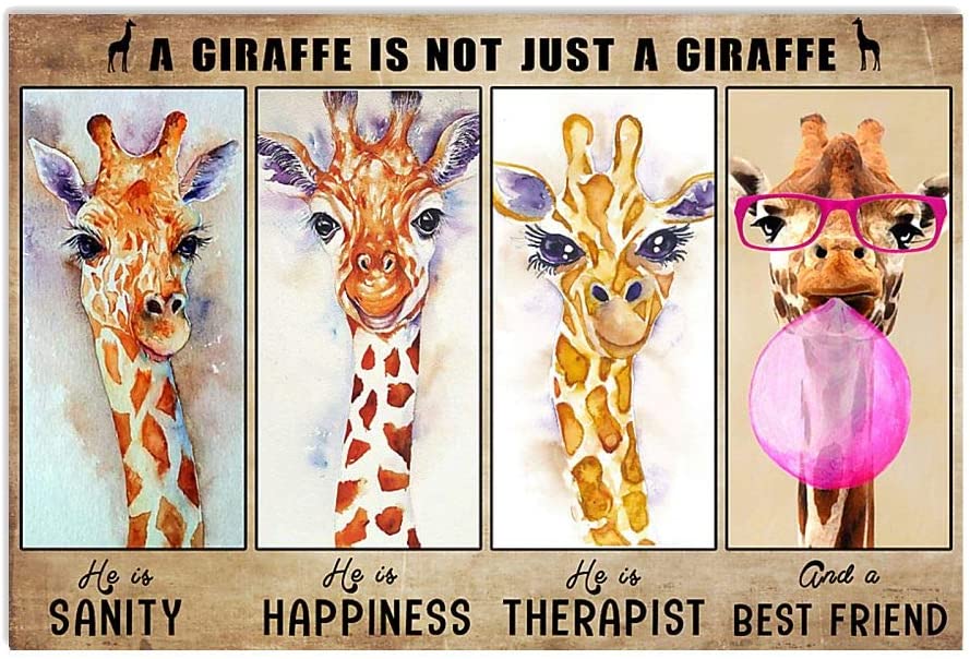 Vintage Giraffes – Giraffe Is Not A Giraffe – Is Sanity Happiness Poster Art Print      Home Decor Gift For Men Women Family Friend On Birthday Xmas