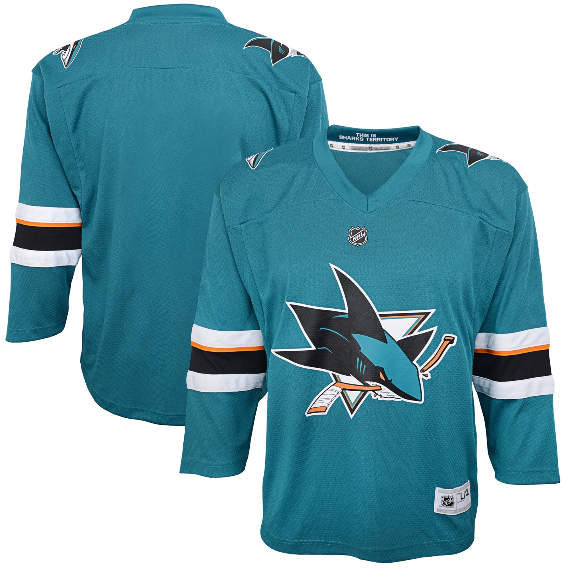 San Jose Sharks Youth Home Replica Blank Jersey – Teal