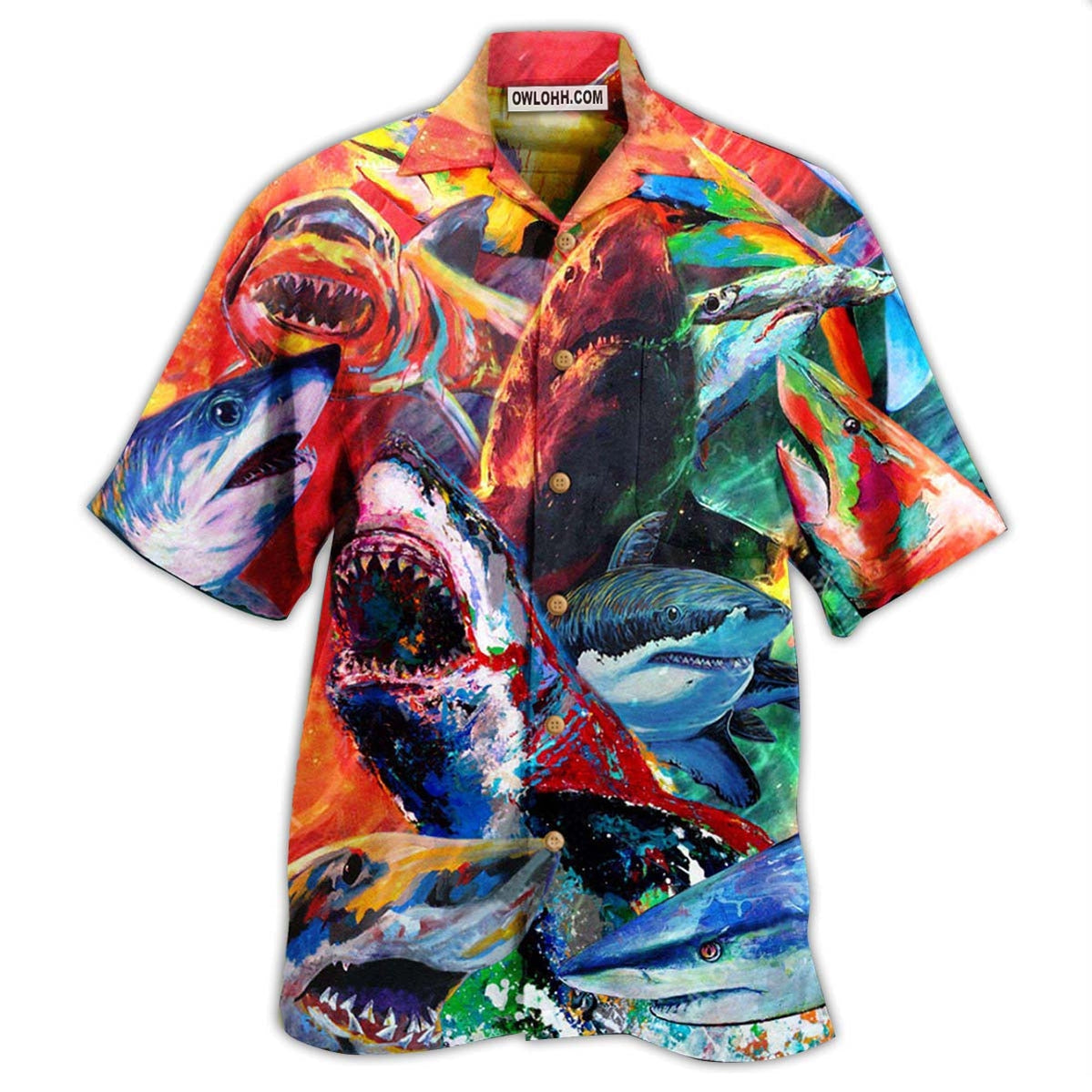 Shark Colorful Just Wanna Have Fun – Hawaiian Shirt  – Owl Ohh