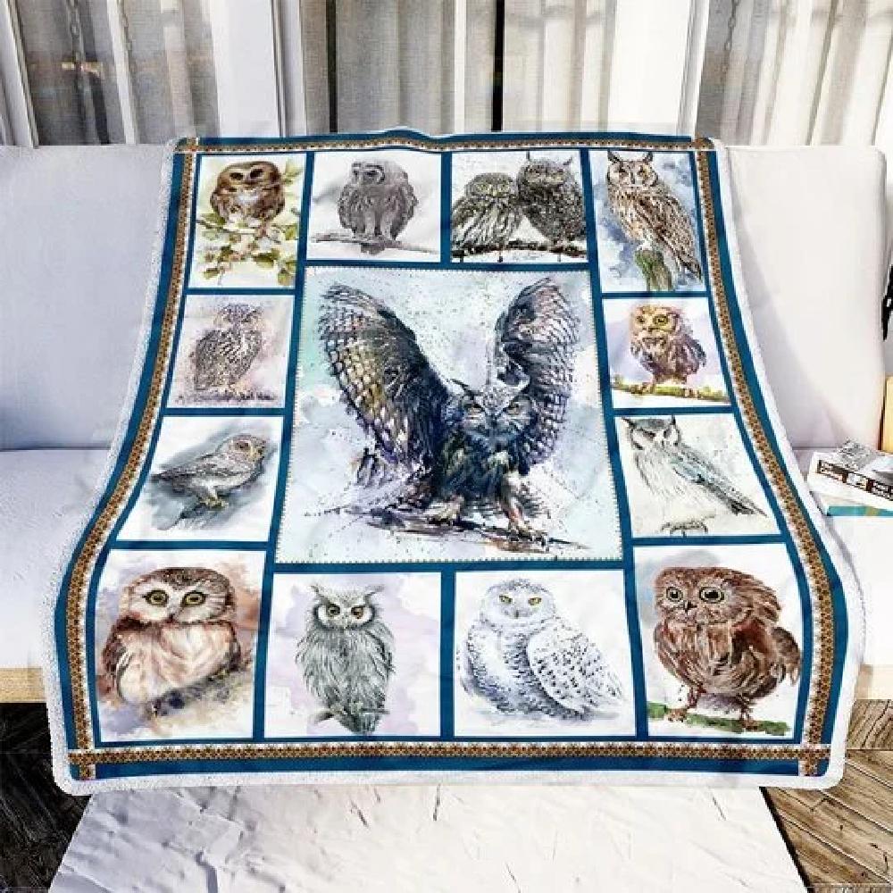 Animal Owl Snow Special Gift Fleece Blanket Family Gift Home Decor Bedding Couch Sofa Soft And Comfy Cozy