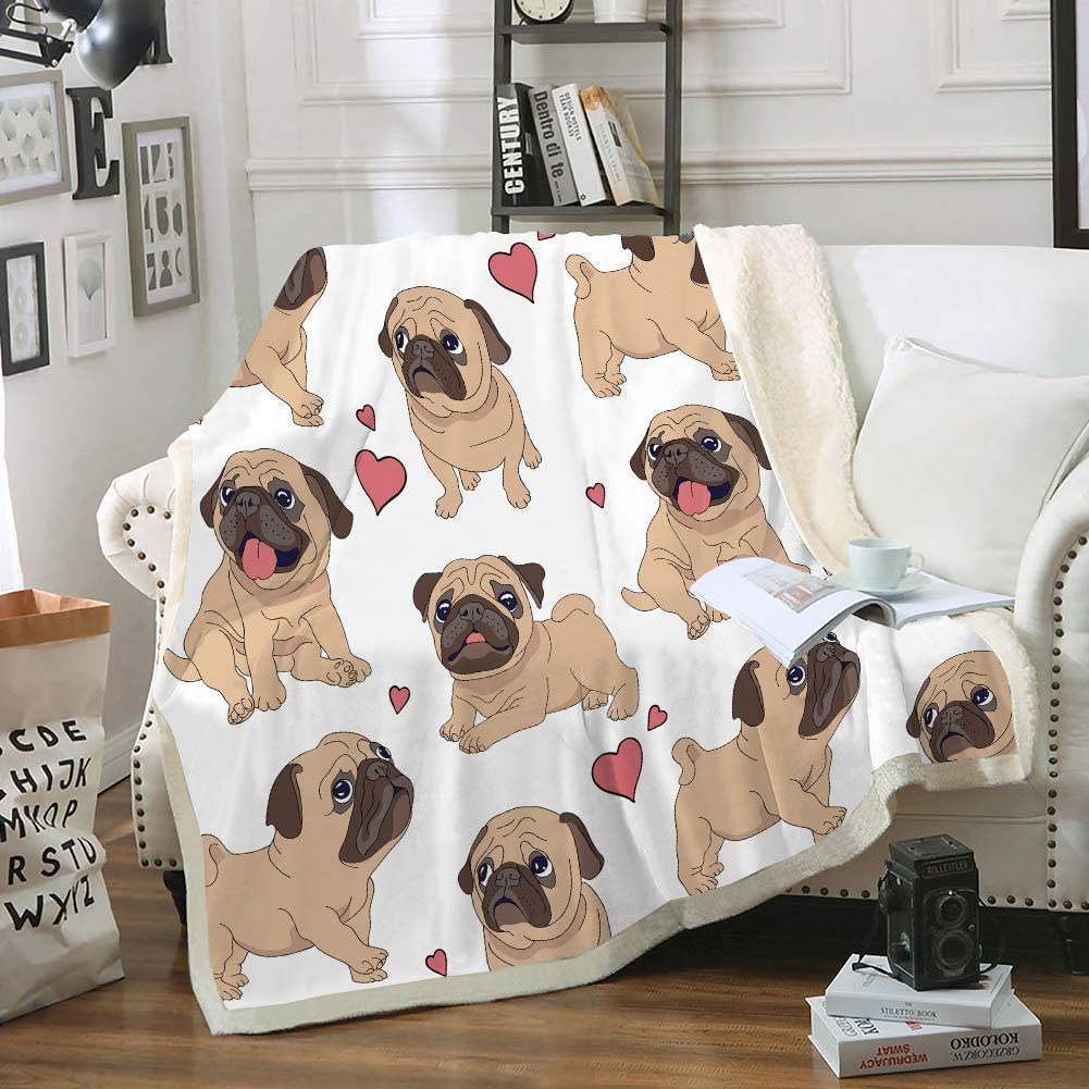 Pug Dog Blanket Cartoon Animal – Fleece Blanket