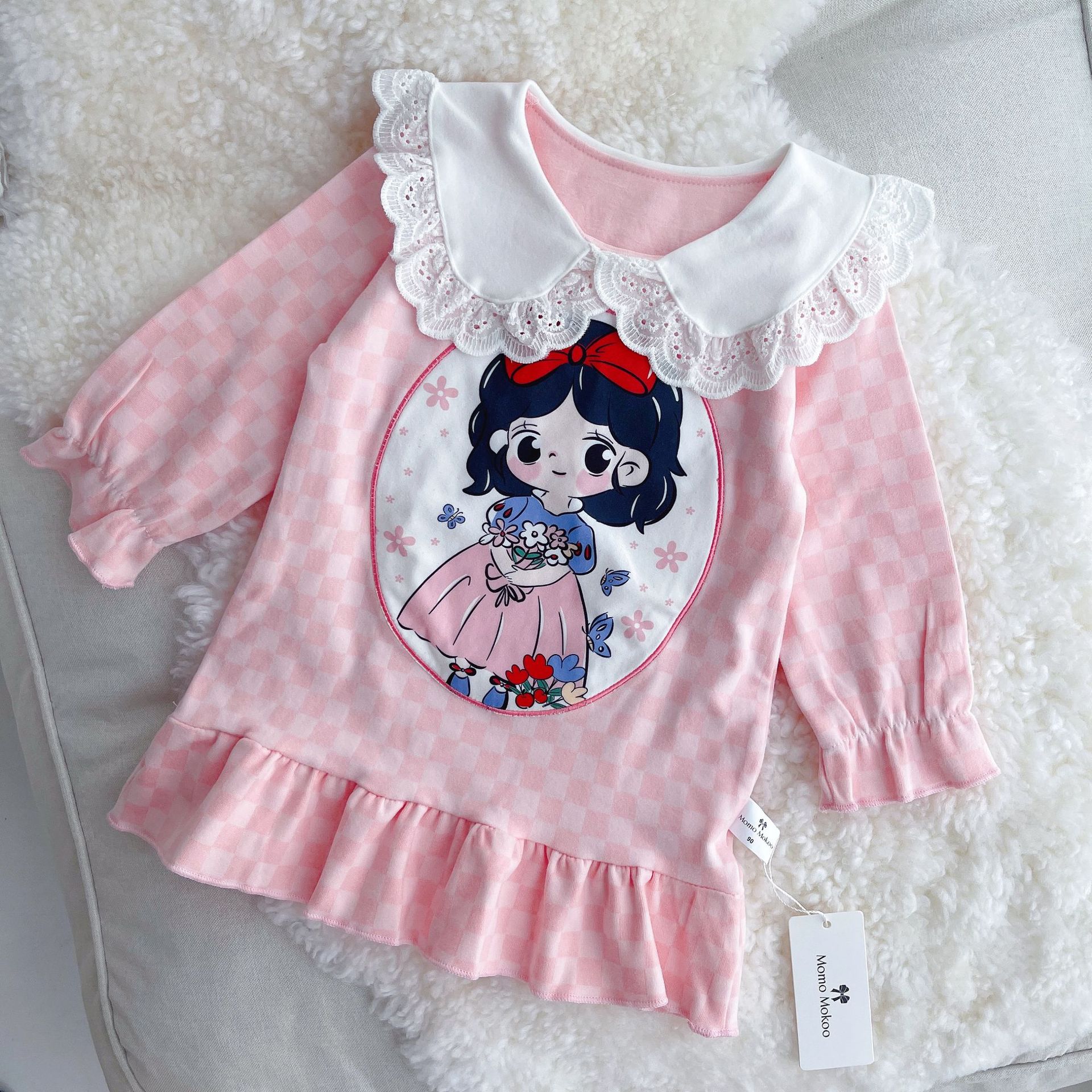 2022 Fall Girls Casual Cute Dress Little Girl Toddler Pajamas Lace Collar Princess Elsa Dresses Kids Cartoon Spring Clothing alx