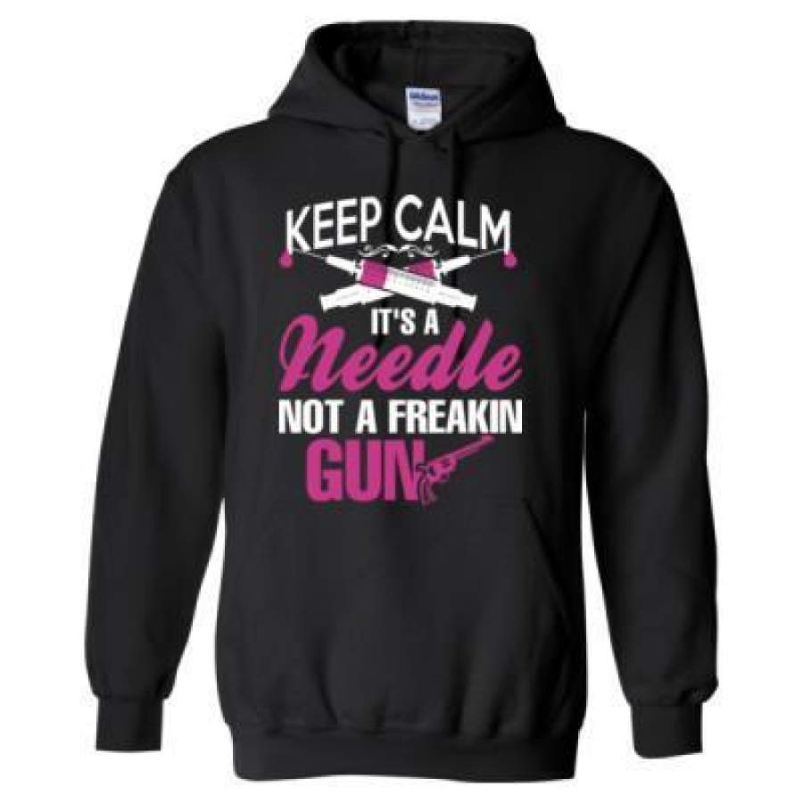 AGR Keep Calm It Is A Needle Not A Freakin Gun – Heavy Blend™ Hooded Sweatshirt