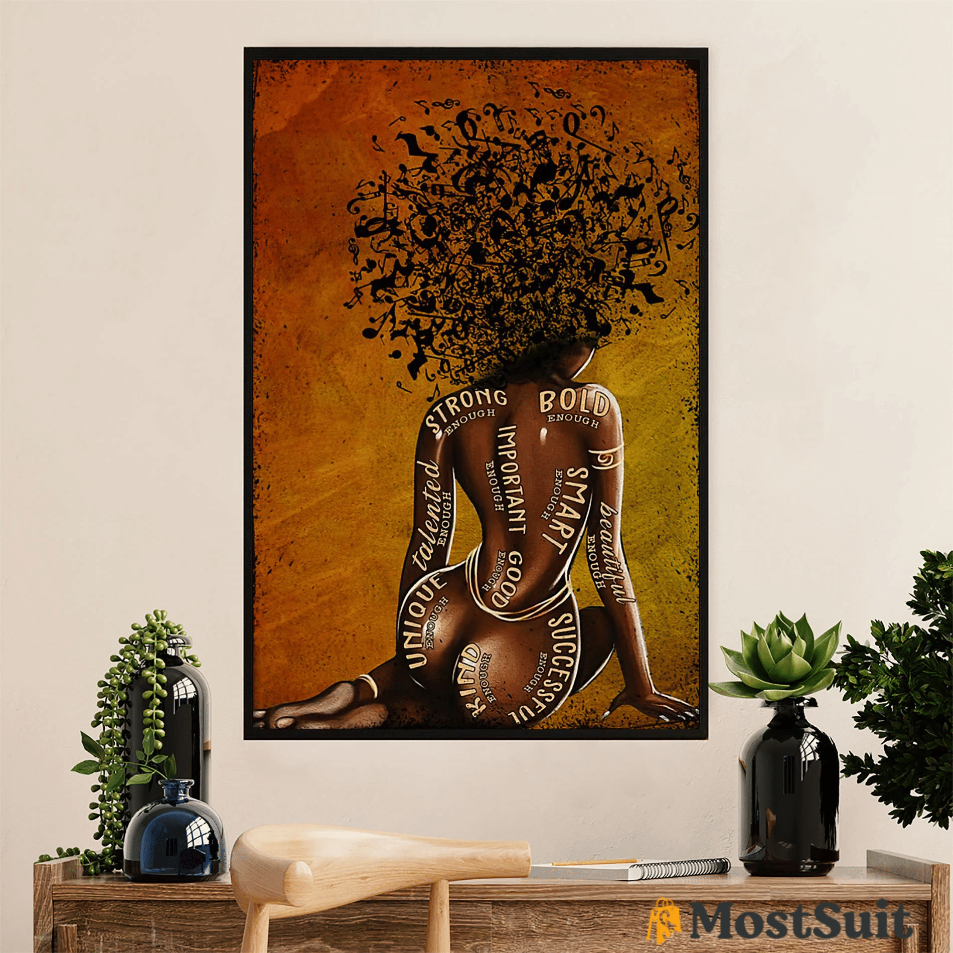 Strong Bold Enough Poster Canvas African American Afro – Gift For Black Girl Juneteenth Day Evg82037