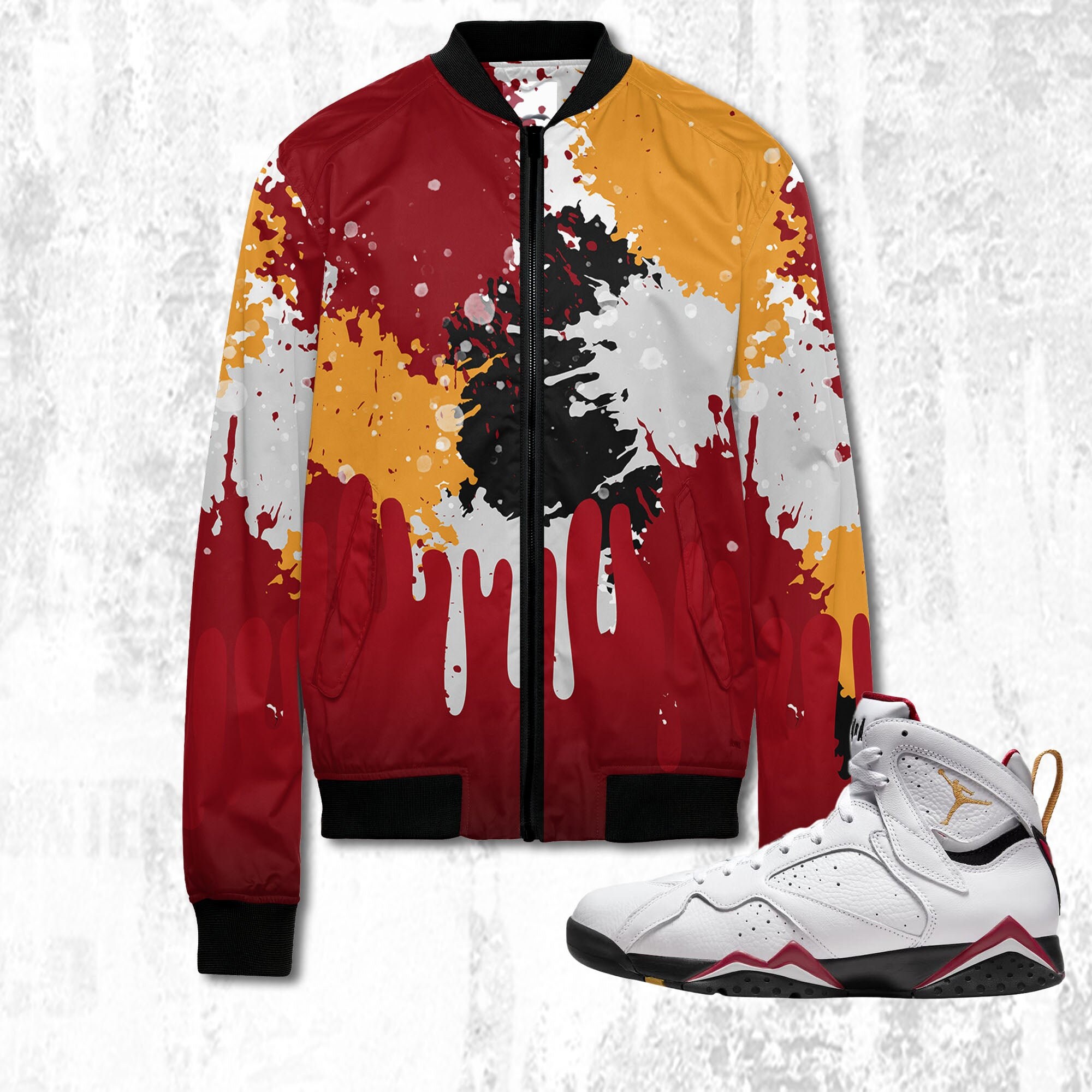Colorful 3D Art.Jordan 7 Cardinal, oversize Bomber, jacket trending 2022, Bomber match Jordan,Colorful bomber hot