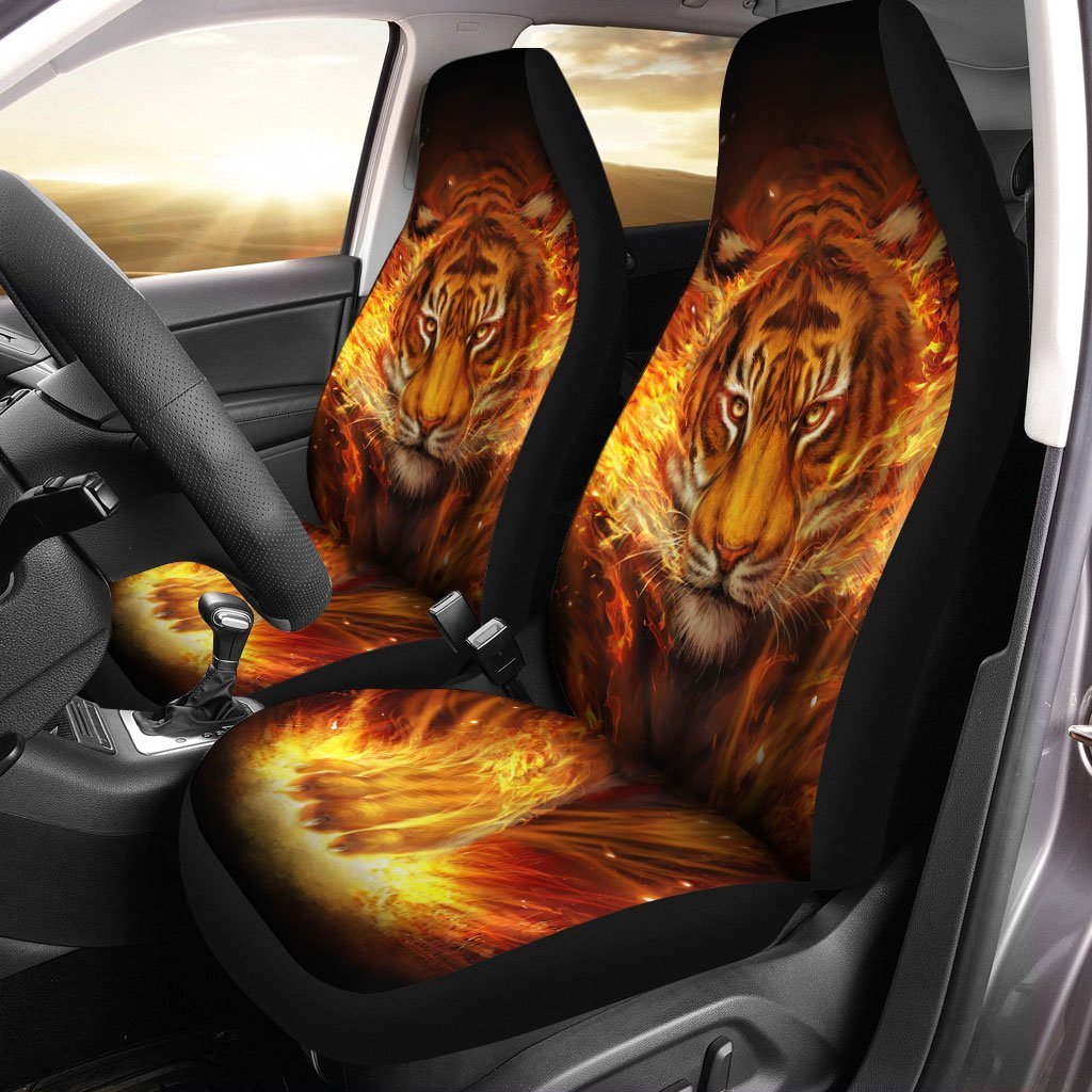 Beauty Fire Tiger Car Seat Covers Set Of 2