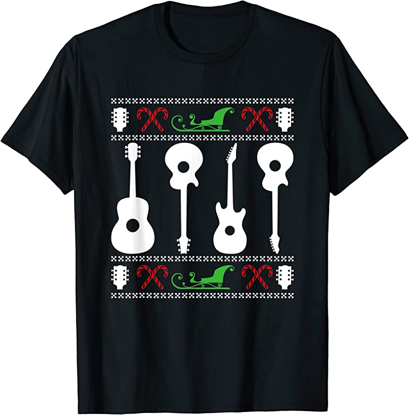 Ugly Christmas Guitar Guitarist X-Mas Santa Claus New Year T-Shirt