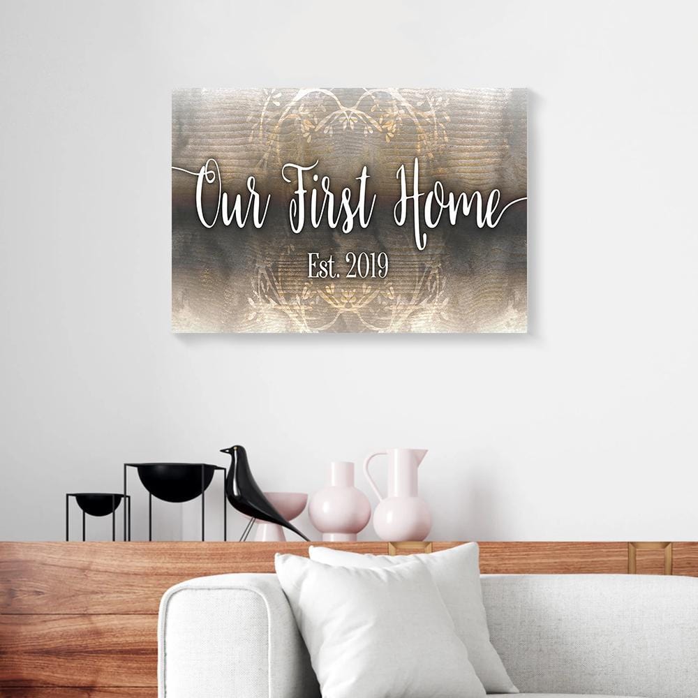 Canvas Prints Our First Home Custom Year Est Vintage Home Canvas Wall Art Home Decor