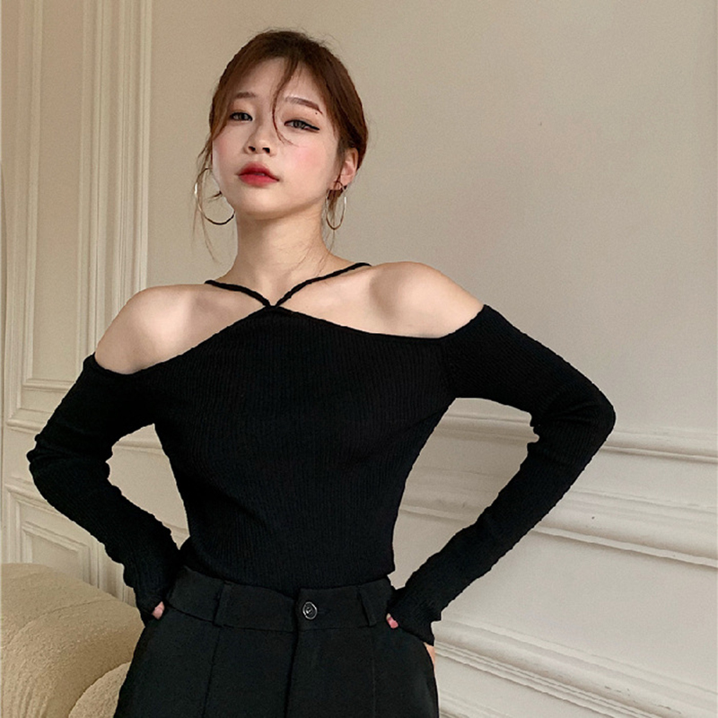 Women’s Off Shoulder Knit Sweater Casual Slim Long Sleeve Top Blouse For Women Girls XIN-Shipping alx