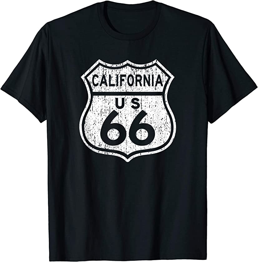 California Vintage Distressed Historic Route 66 T-Shirt