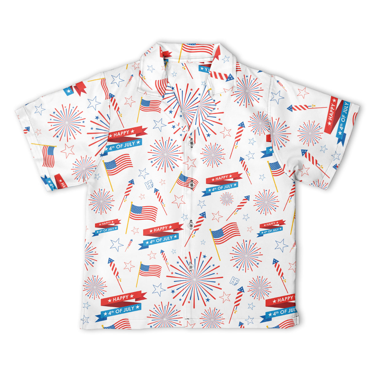 Of July Us Pattern Youth Short Sleeve Hawaii Shirt Ha18989