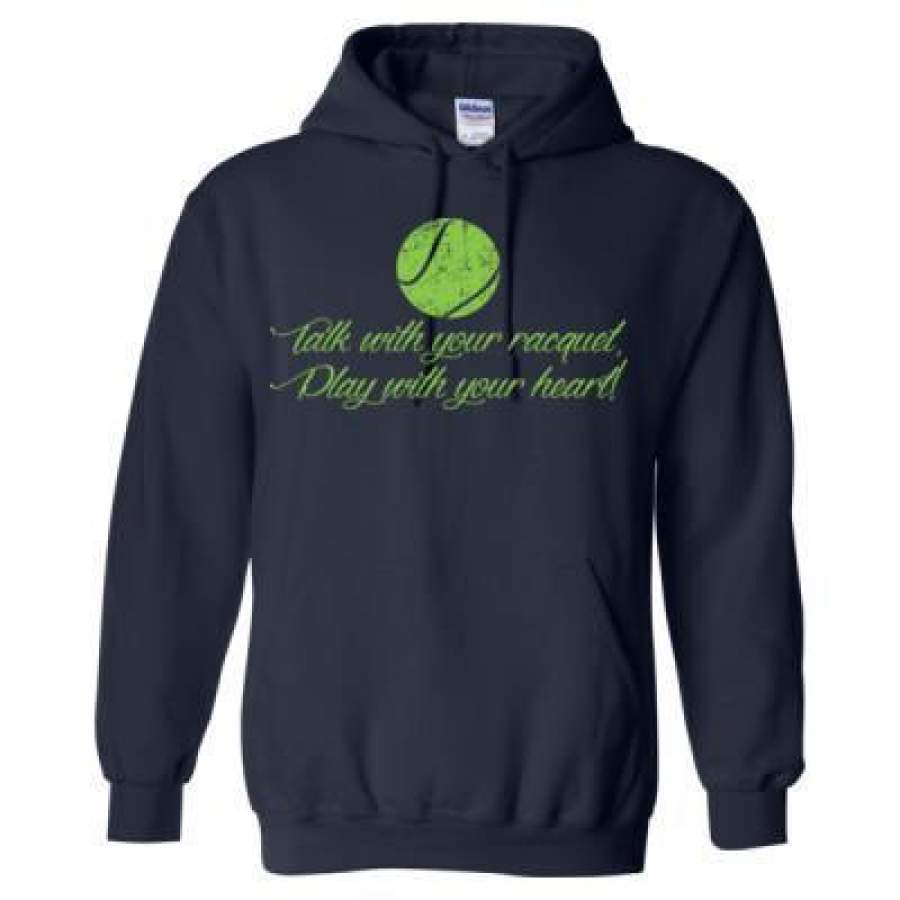 AGR Talk With Your Racquet Play With Your Heart – Heavy Blend™ Hooded Sweatshirt