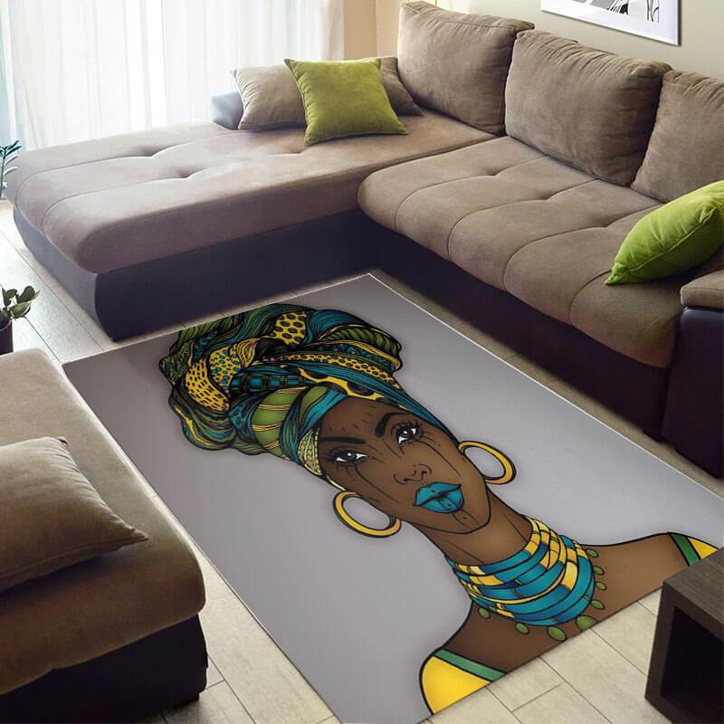 Cool African Rug Beautiful Afrocentric African Girl African Style Floor Rugs African House Decor WBG4017