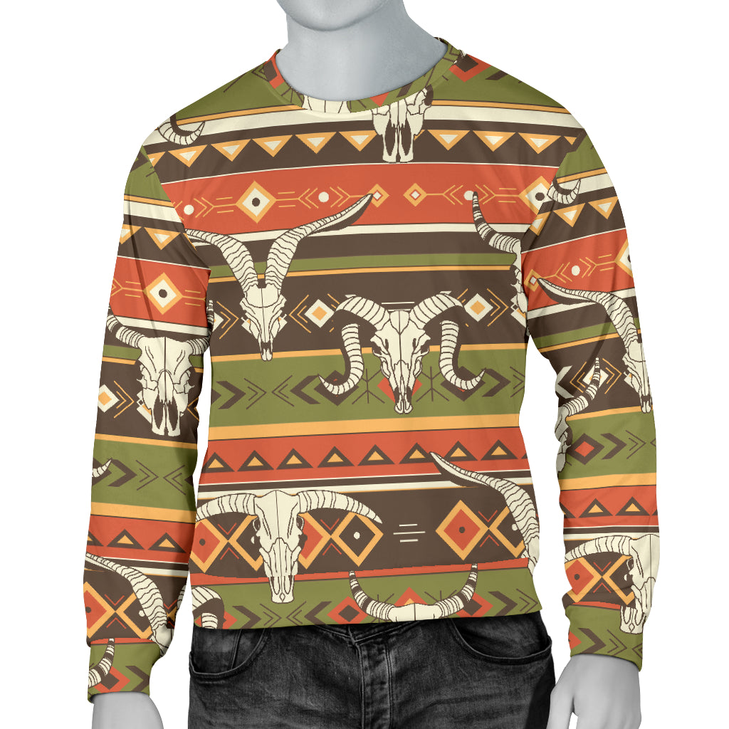 American Indian Skull Animal Men Long Sleeve Sweatshirt