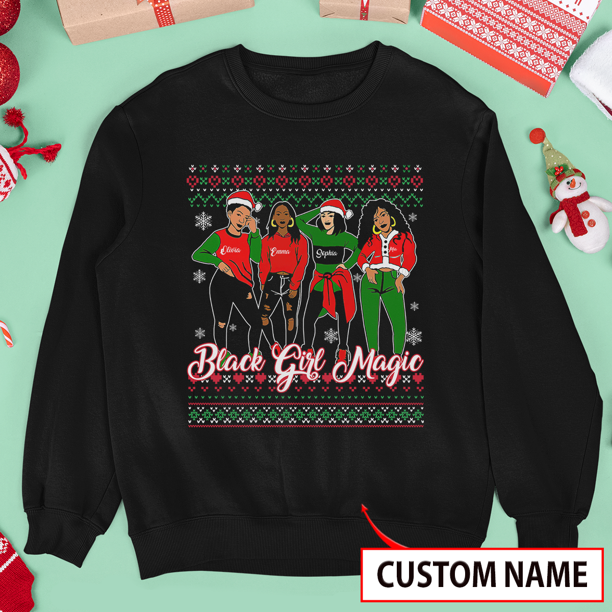 Tmarc Tee Black Girl Magic Personalized 3D Sweater Christmas Gifts For Black Woman