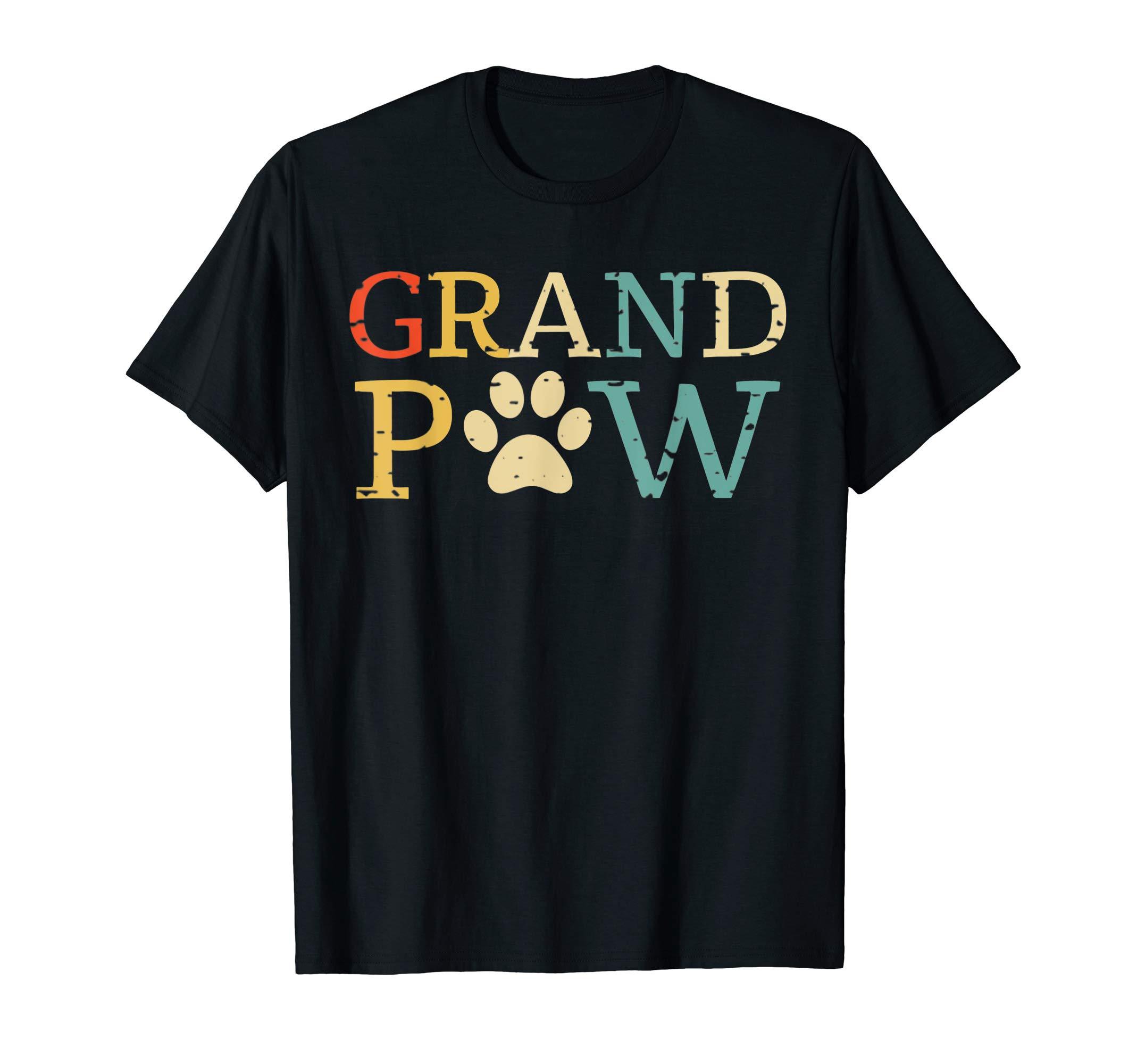 Dog Grand Paw Puppy Lover Vintage Retro Grandparent Gift T-Shirt