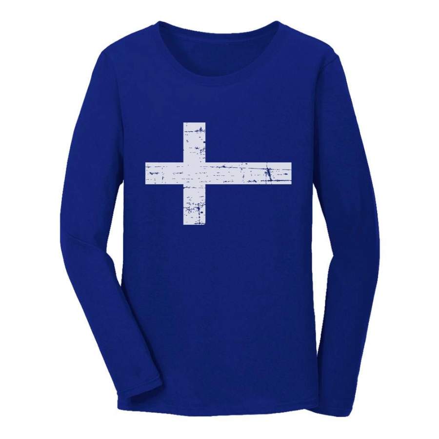 Vintage Finland Flag Women Long Sleeve T-Shirt