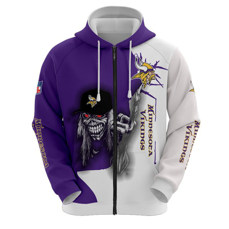 Iron Maiden Minnesota Vikings Zip Up Hoodies Pullover Hoodies