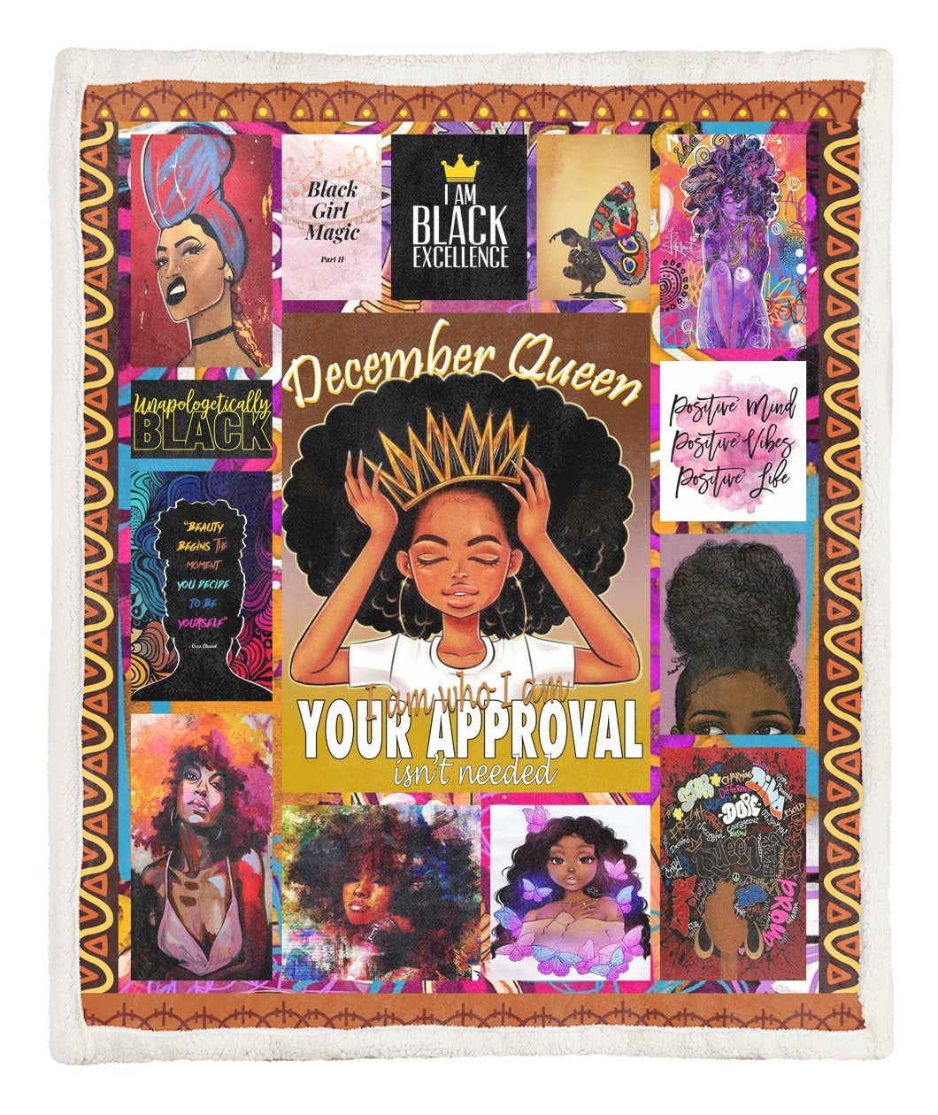 Oragontee Melanin December Queen Fleece Blanket | Adult 60X80 Inch | Youth 45X60 Inch | Colorful | Bk2797