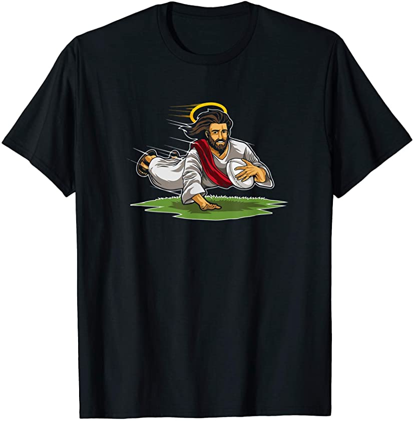 Rugby Jesus Rugby Player Jesus Makes A Touchdown T-Shirt