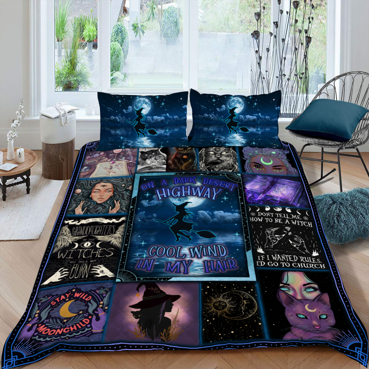 Witch. On A Dark Desert Highway Cool Wind In My Hair Quilt Blanket Quilt Set