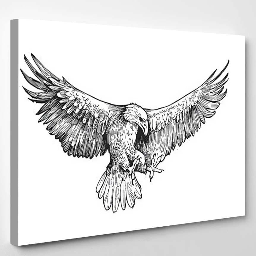 Sketch Eagle Hand Drawn Illustration Converted – Eagle Animals Canvas Print