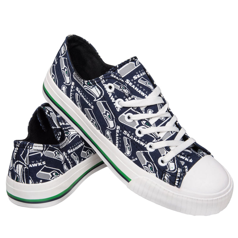 Seattle Seahawks NFL Womens Low Top Repeat Print Canvas Shoes