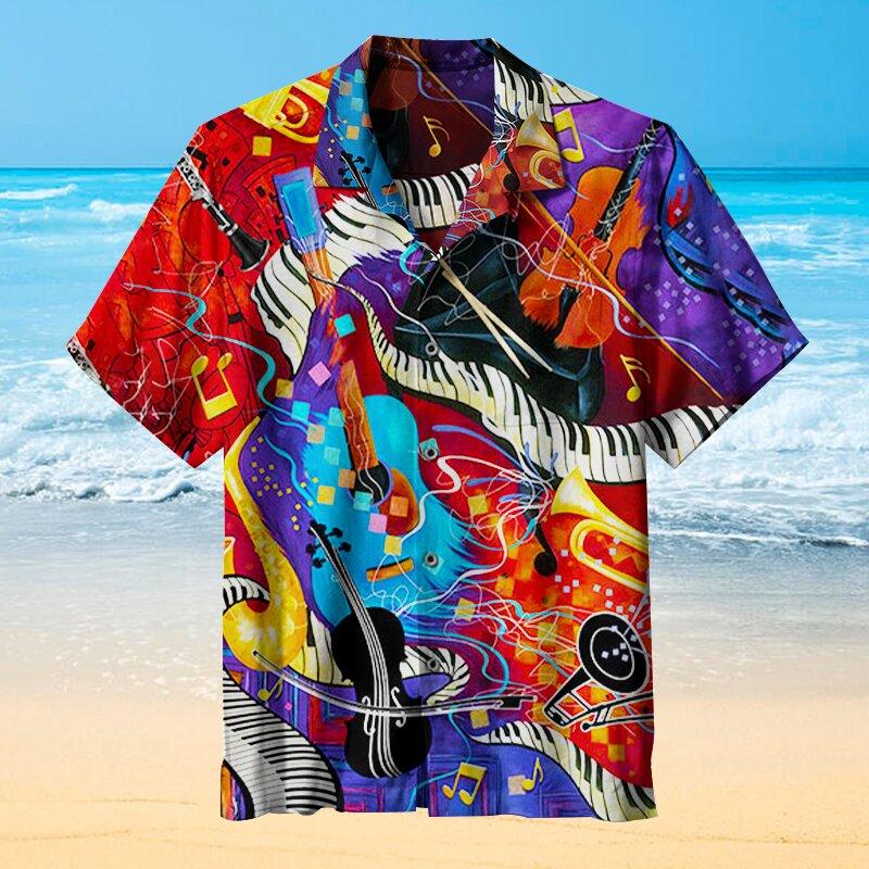 Retro Musical Instrument Pattern Hawaii Shirt For Men Women Ha38431