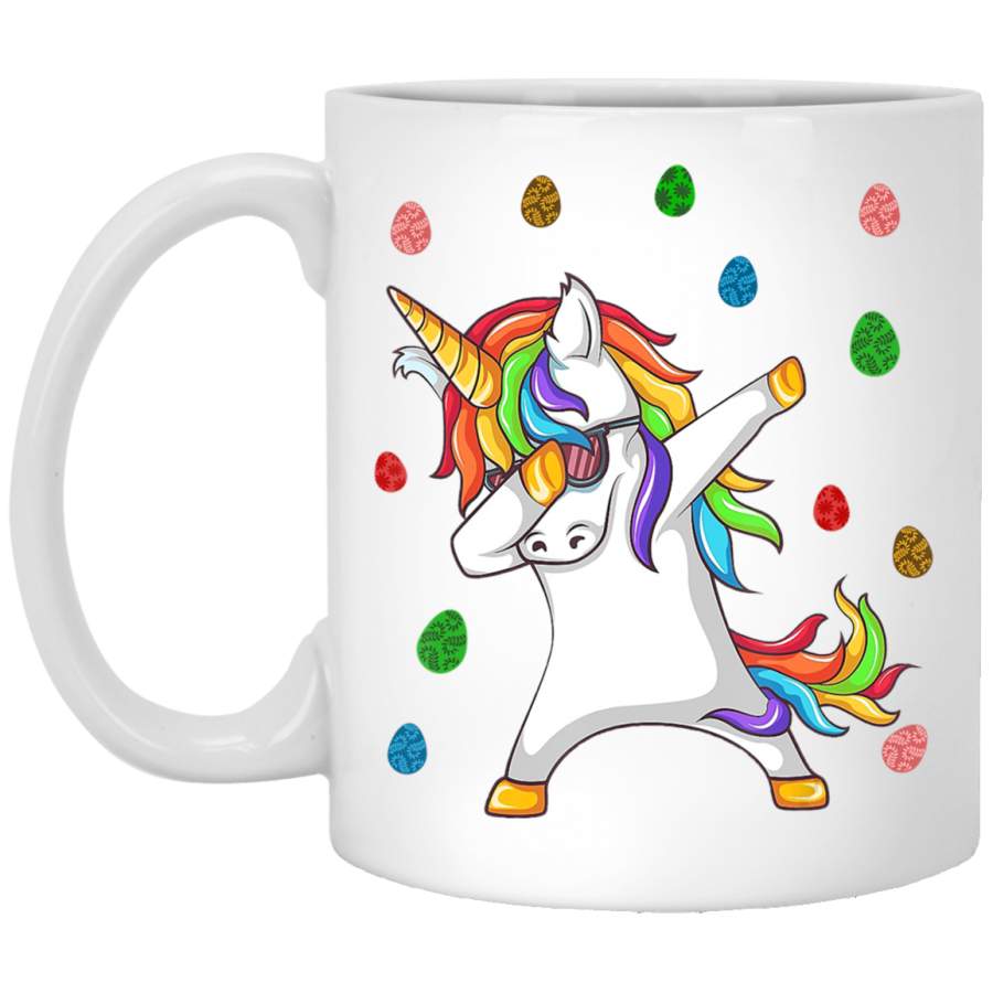 Dabbing Unicorn Easter Day Eggs Dab Boys Girls Kids 11oz 15oz White Mug Happy Easter Day Funny Colors Eggs Bunny Ears Peeps Cute