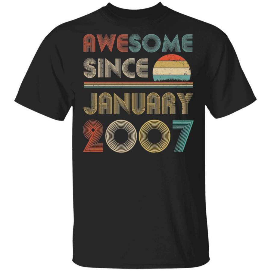 Awesome Since January 2007 Vintage 13th Birthday Gifts T-shirt