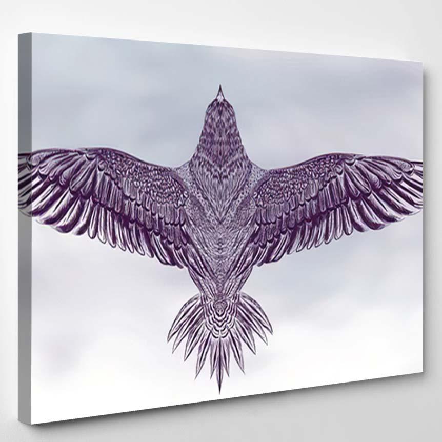 Ultra Violet Vector Eagle Cloudy Sky – Eagle Animals Canvas Print