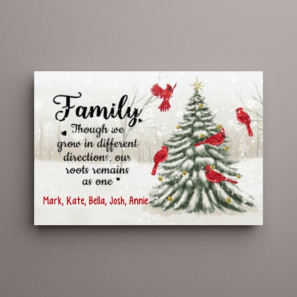 Personalized Canvas, Family Though We Grow In Different Directions, Christmas Gift For Family