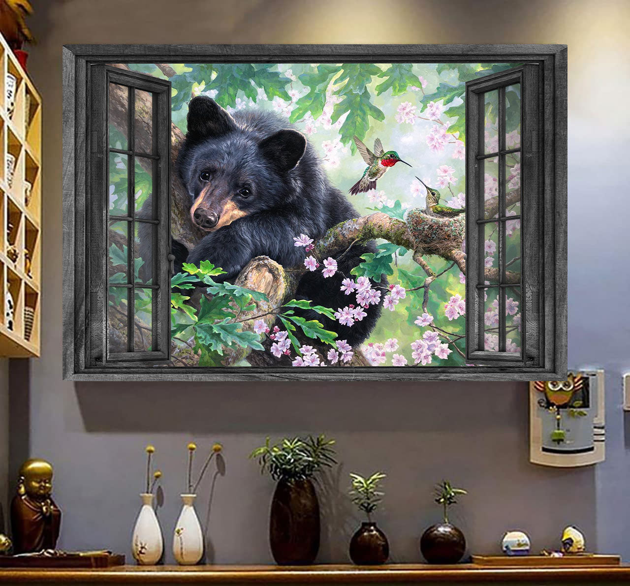 Bear 3D Wall Art Painting Art 3D Wild Animals Lover Bear Spring Home Decoration Gift Idea Mother Day