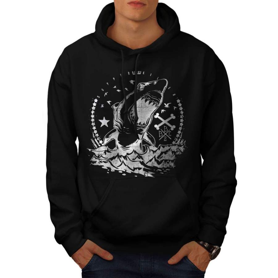 Shark King Jaws Men’s Long Sleeve Sweatshirt Hoodie