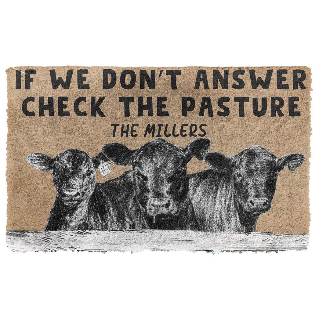 Gearhumans 3D Check The Angus Cattle Pasture Custom Name Doormat