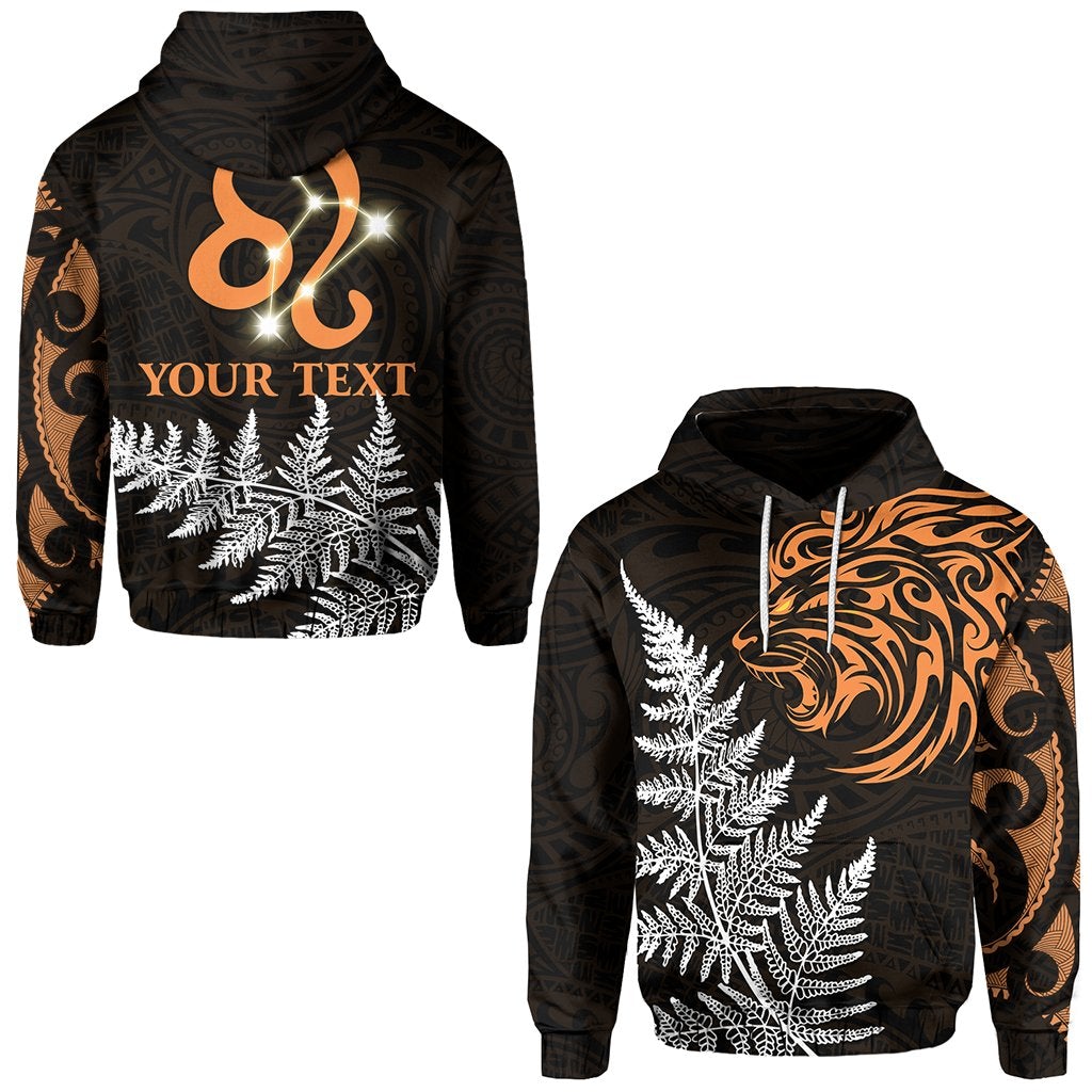 (Custom Personalised) Leo Zodiac Style Maori Hoodie Orange Lion Lt13