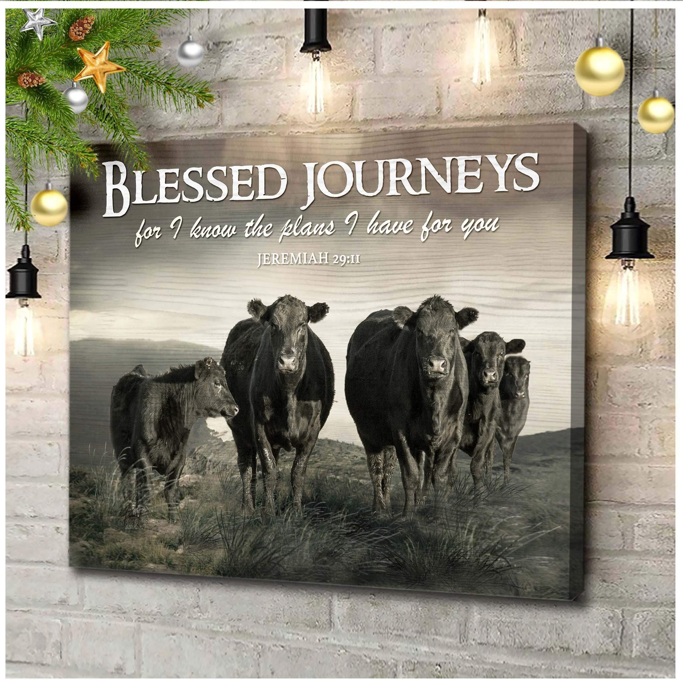 Blessed Journeys Cow Wall Art Canvas Christmas Wall Art Canvas - Love ...