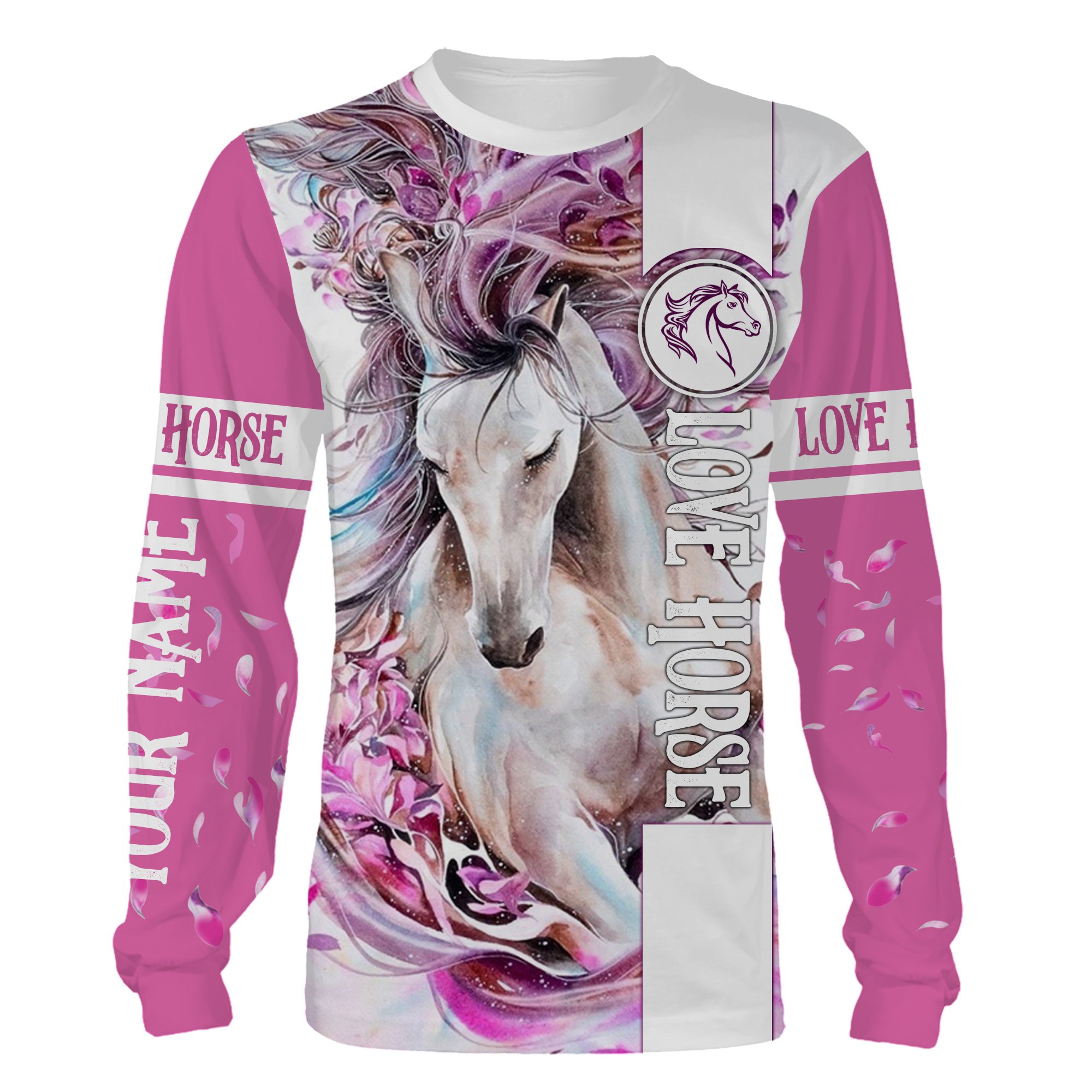 Beautiful magical horse pink girl shirt Customize Name love horse 3D All Over Printed Shirt, personalized girls horse shirt NQSD72