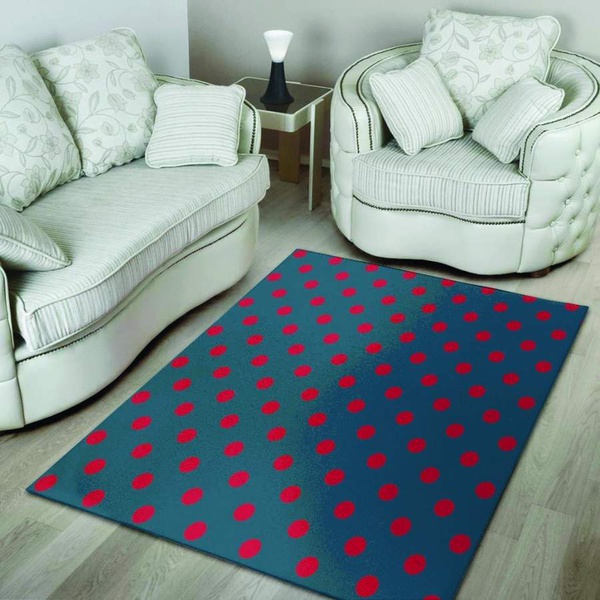 Navy Polka Dot Area Rug