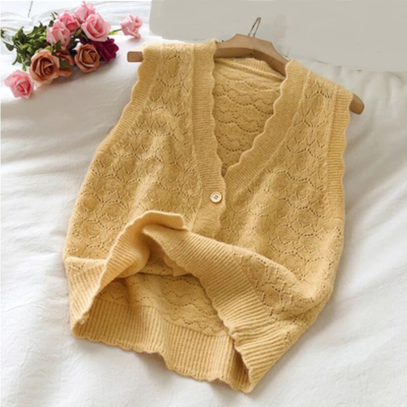 Autumn Korean Women Knitted Sweater Cardigan Sleeveless Female Vest Solid Ladies V-Neck Tops Teenager Girls Waistcoat JW9773 alx