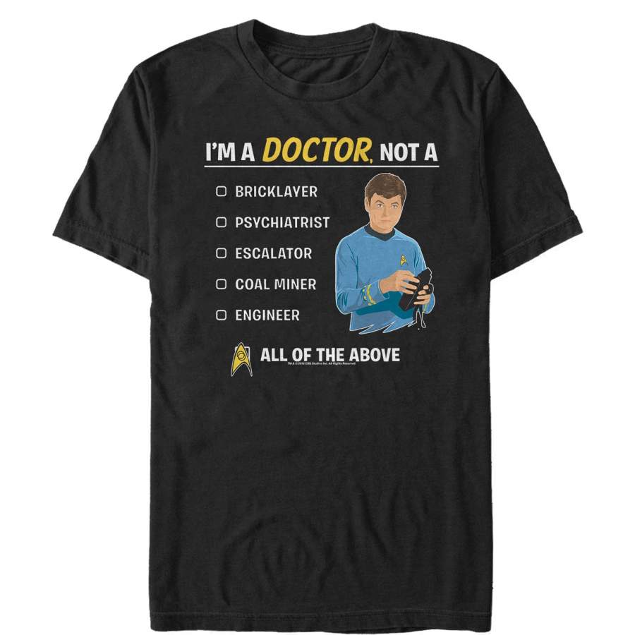 Star Trek Men’s Bones is A Doctor Not A  T Shirt