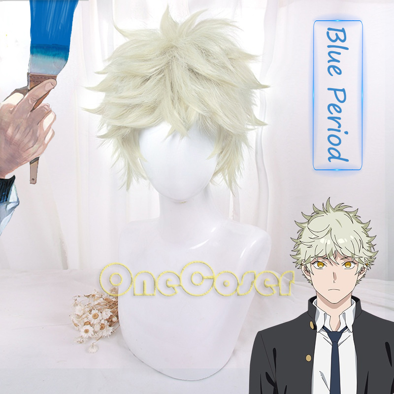 Anime Blue Period Yatora Yaguchi Cosplay Wig Short Light Hair Protagonist Heat Resistant Fiber Hair + Free Wig Cap Halloween alx