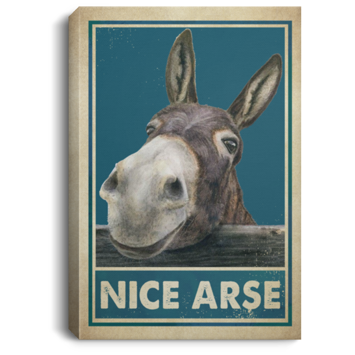 Vintage Donkey Nice Arse Framed Wall Art Canvas