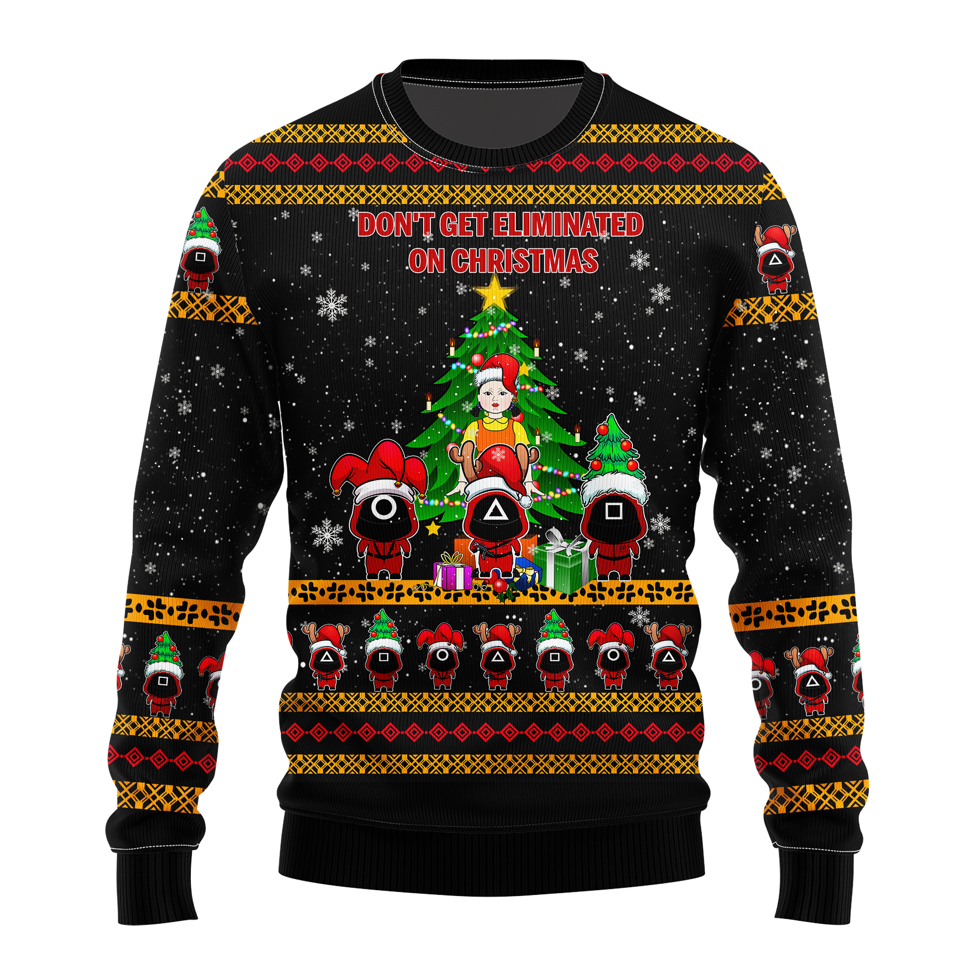 Squid Game Merry Christmas Black Ugly Christmas Sweater Xmas Gift