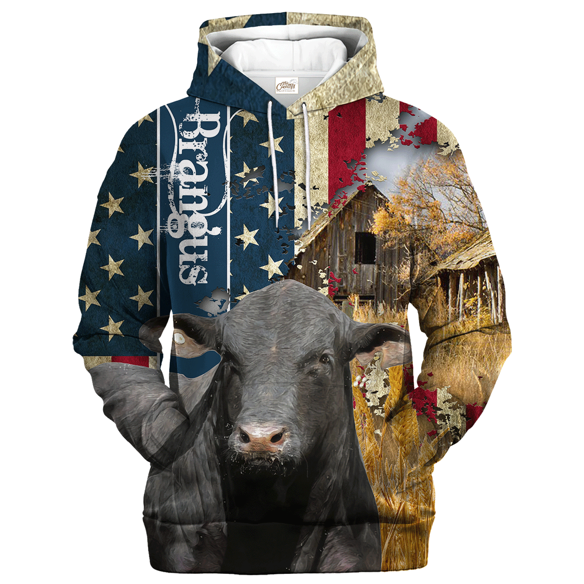 Brangus Farm With America Flag Hoodie, Patriotic Hoodie To Farmer