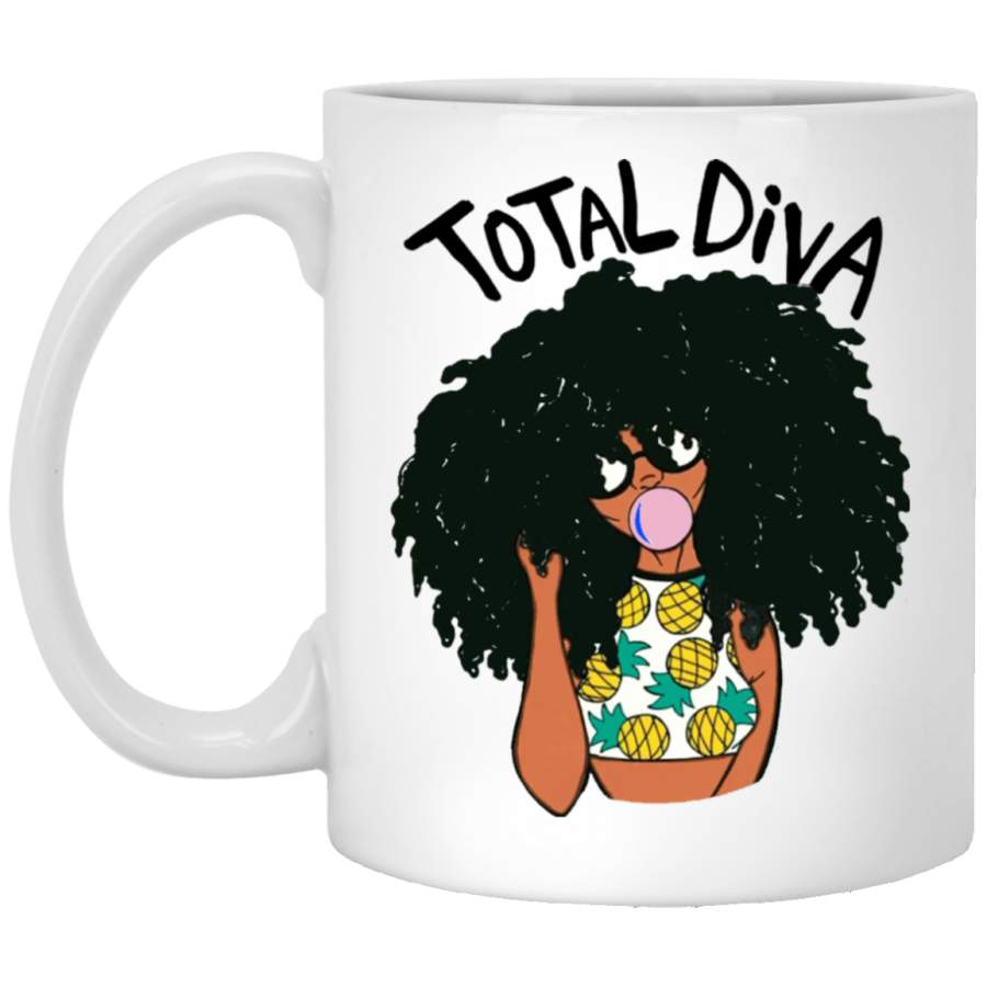 African American Coffee Mug Total Diva Cute Black Girl With Balloon 11oz – 15oz White Mug