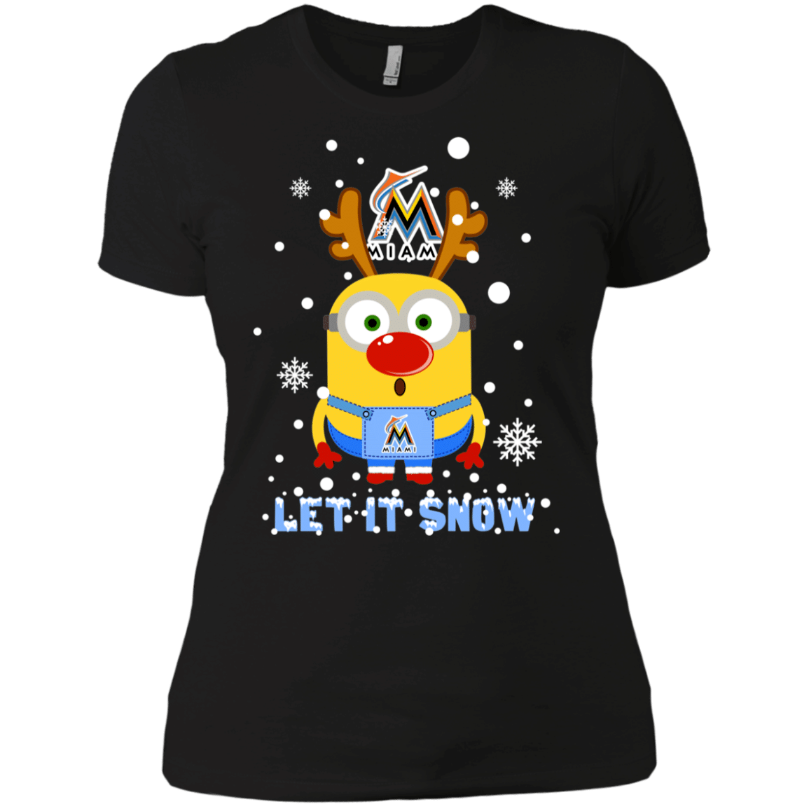 Check out this awesome Minion Miami Marlins Ugly Christmas Sweaters Let It Snow Women’s T-Shirt