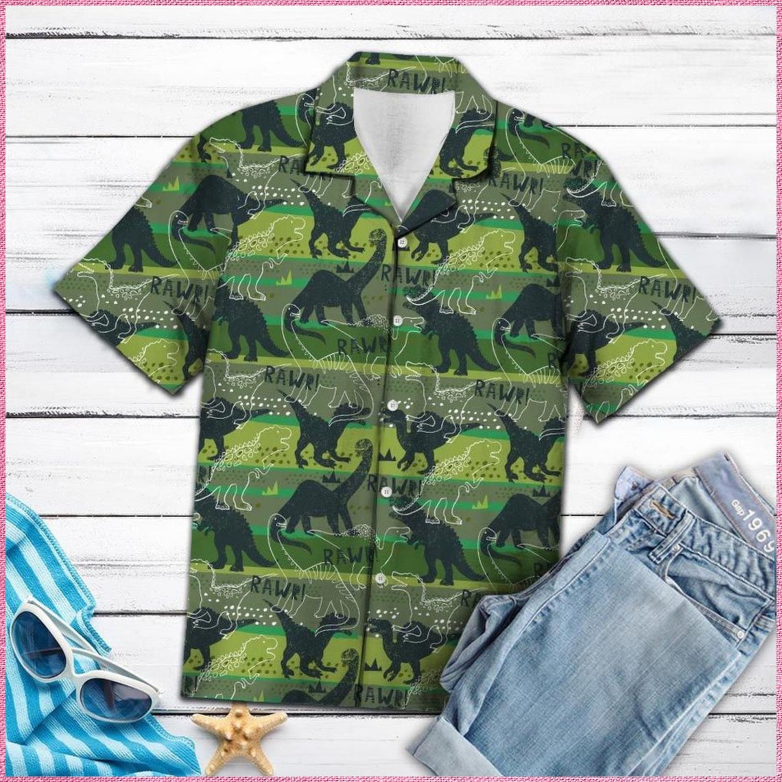 Dinosaur Rawr Hawaii Shirt Made In Summer Beach Shirts Ha80309