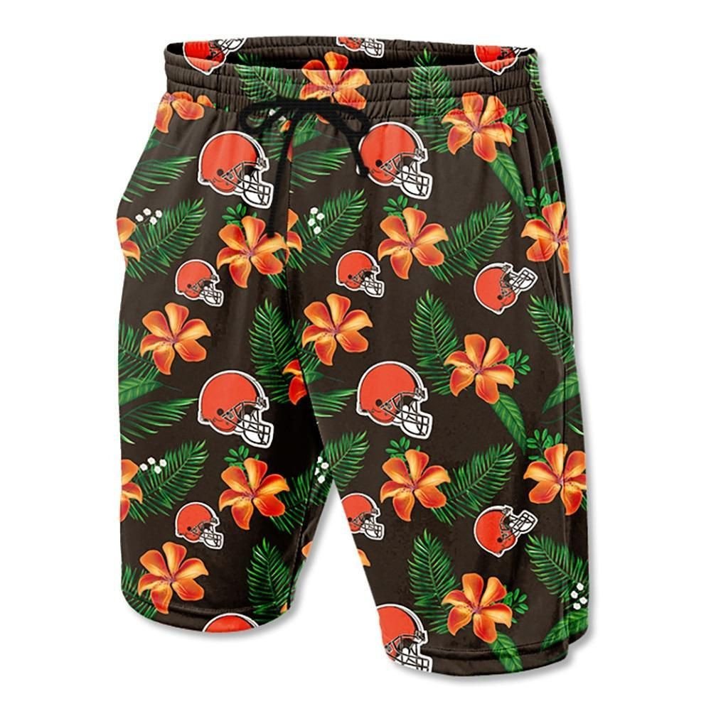 Cleveland Browns Shorts Floral Hawaii Summer Men Ha16193