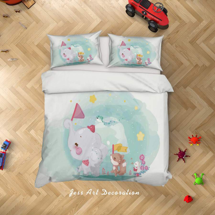 3D Cartoon Elephant Squirrel Mouse Quilt Cover Set Bedding Set Duvet Cover Pillowcases SF11